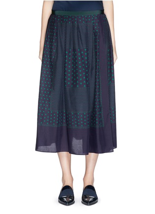 Main View - Click To Enlarge - SACAI LUCK - Heart print inverted pleat midi skirt