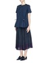 Figure View - Click To Enlarge - SACAI LUCK - Heart print inverted pleat midi skirt