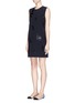 Front View - Click To Enlarge - VICTORIA, VICTORIA BECKHAM - Cat embroidery satin back crepe shift dress