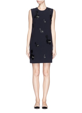 Main View - Click To Enlarge - VICTORIA, VICTORIA BECKHAM - Cat embroidery satin back crepe shift dress