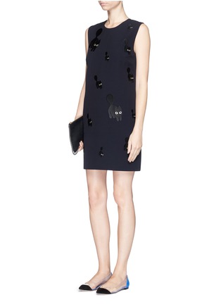 Figure View - Click To Enlarge - VICTORIA, VICTORIA BECKHAM - Cat embroidery satin back crepe shift dress
