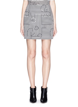 Main View - Click To Enlarge - VICTORIA, VICTORIA BECKHAM - Geometric stripe crepe cropped pencil skirt