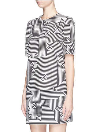 Front View - Click To Enlarge - VICTORIA, VICTORIA BECKHAM - Geometric stripe print crepe top