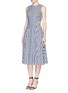 Front View - Click To Enlarge - TANYA TAYLOR - 'Monica' cutout side gingham print dress