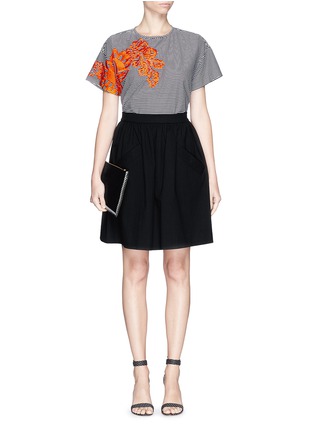 Figure View - Click To Enlarge - TANYA TAYLOR - 'New Bert' floral embroidery stripe poplin T-shirt