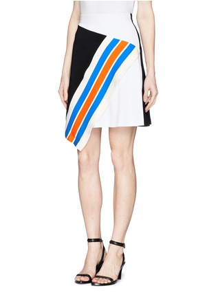 Front View - Click To Enlarge - TANYA TAYLOR - 'Mackenzie' stripe mock wrap skirt