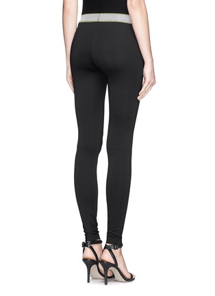 Back View - Click To Enlarge - T BY ALEXANDER WANG - Logo band stretch jersey leggings