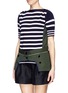 Front View - Click To Enlarge - SACAI - Stripe knit twill hem top