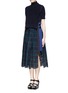 Front View - Click To Enlarge - SACAI - Turtleneck sweater plaid print combo dress