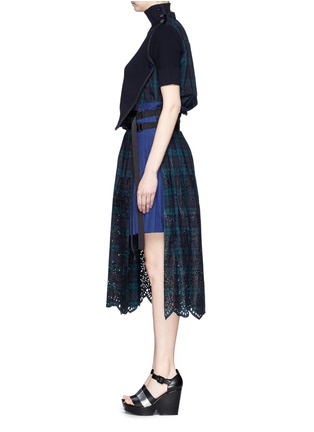 Figure View - Click To Enlarge - SACAI - Turtleneck sweater plaid print combo dress
