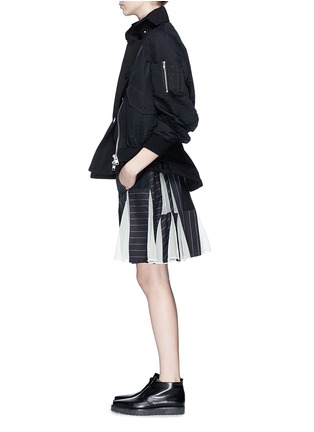 Figure View - Click To Enlarge - SACAI - Chiffon insert pinstripe A-line culottes