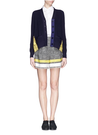 Detail View - Click To Enlarge - SACAI - Lace back knit cardigan