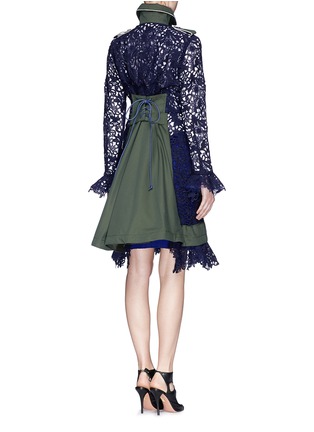 Back View - Click To Enlarge - SACAI - Lace sleeve twill swing coat