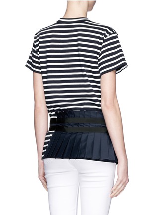Back View - Click To Enlarge - SACAI - Pleat belt stripe knit T-shirt