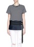 Main View - Click To Enlarge - SACAI - Pleat belt stripe knit T-shirt