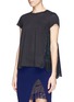Front View - Click To Enlarge - SACAI - Broderie back cotton T-shirt