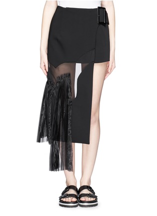 Main View - Click To Enlarge - TOGA ARCHIVES - Asymmetric gauze pleat panel bonded skirt