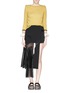 Figure View - Click To Enlarge - TOGA ARCHIVES - Asymmetric gauze pleat panel bonded skirt