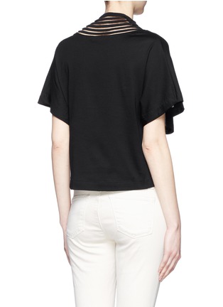 Back View - Click To Enlarge - TOGA ARCHIVES - Cutout mesh stripe jersey T-shirt