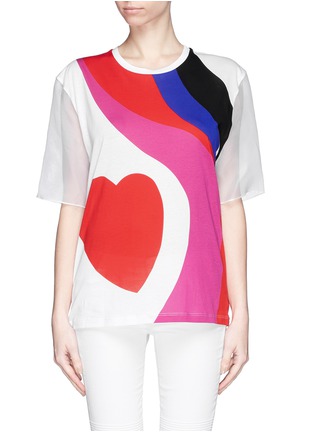Main View - Click To Enlarge - ALEXANDER MCQUEEN - Matisse heart organza sleeve T-shirt