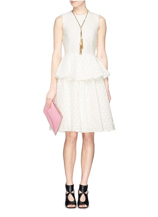 Detail View - Click To Enlarge - ALEXANDER MCQUEEN - Floral damask jacquard peplum flare dress