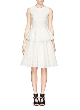 Main View - Click To Enlarge - ALEXANDER MCQUEEN - Floral damask jacquard peplum flare dress
