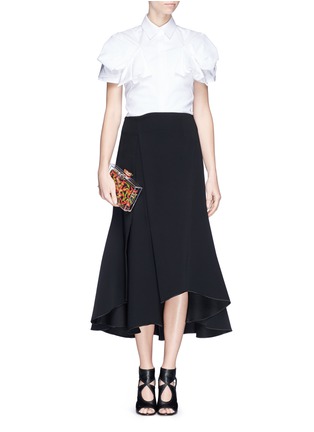 Figure View - Click To Enlarge - ALEXANDER MCQUEEN - Ruffle sleeve pinpoint Oxford shirt