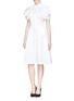 Figure View - Click To Enlarge - ALEXANDER MCQUEEN - Ruffle sleeve waffle piqué dress