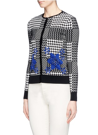 Front View - Click To Enlarge - ALEXANDER MCQUEEN - Prince of Wales flower jacquard cardigan