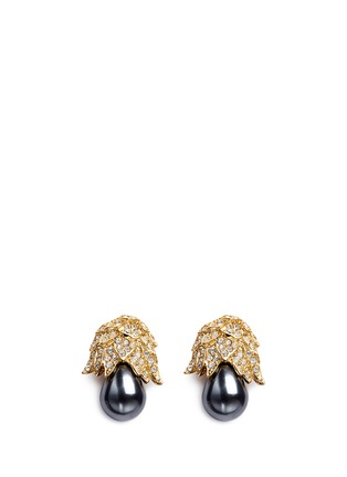 Main View - Click To Enlarge - KENNETH JAY LANE - Gold plated crystal pavé pear drop clip earrings