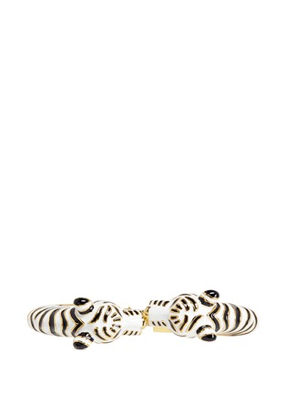 Figure View - Click To Enlarge - KENNETH JAY LANE - Enamel double white tiger gold plated cuff