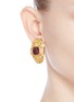Figure View - Click To Enlarge - KENNETH JAY LANE - Glass stone swirl filigree gold plated clip earrings