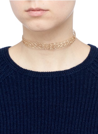 Figure View - Click To Enlarge - KENNETH JAY LANE - Woven effect gold plated collar necklace