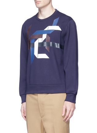 Front View - Click To Enlarge - NEIL BARRETT - 'Modernist Origami' print bonded jersey sweatshirt