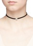 Figure View - Click To Enlarge - CZ BY KENNETH JAY LANE - Radiant cut cubic zirconia pavé leather choker