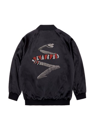 Main View - Click To Enlarge - JAY AHR - Snake embellished unisex silk satin bomber jacket