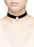 Figure View - Click To Enlarge - KENNETH JAY LANE - Emerald cut glass crystal velvet choker