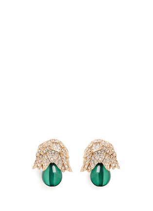 Main View - Click To Enlarge - KENNETH JAY LANE - Gold plated crystal pavé resin drop clip earrings