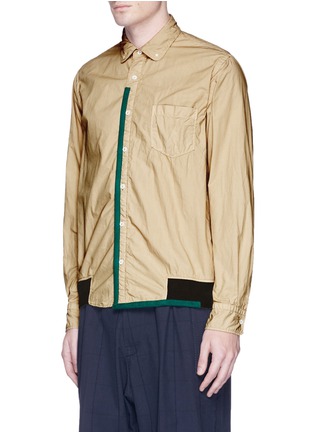 Front View - Click To Enlarge - SACAI - Canvas trim overydye cotton shirt