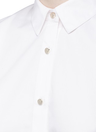 Detail View - Click To Enlarge - COMME MOI - Detachable pleated stripe cuff cotton shirt
