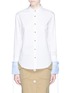 Main View - Click To Enlarge - COMME MOI - Detachable pleated stripe cuff cotton shirt