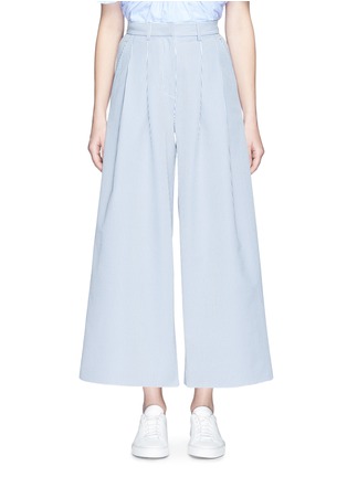 Main View - Click To Enlarge - XIAO LI - Pleated front stripe wide leg pants