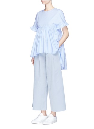 Figure View - Click To Enlarge - XIAO LI - Pleated front stripe wide leg pants