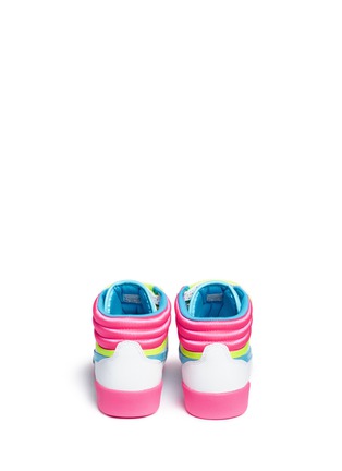 Back View - Click To Enlarge - REEBOK - 'Freestyle Hi Birthday' colourblock leather kids sneakers