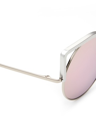 Detail View - Click To Enlarge - MATTHEW WILLIAMSON - Aluminium cat eye round metal mirror sunglasses