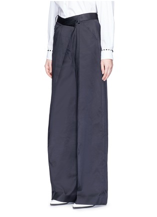 Front View - Click To Enlarge - ADEAM - Swirl embroidered deconstructed cotton blend pants