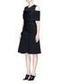 Front View - Click To Enlarge - ADEAM - 'Sumie' brush jacquard ruched cold shoulder dress