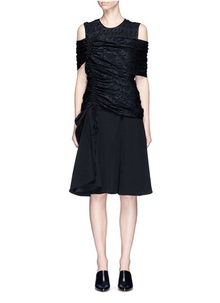 Main View - Click To Enlarge - ADEAM - 'Sumie' brush jacquard ruched cold shoulder dress