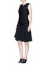 Figure View - Click To Enlarge - ADEAM - 'Sumie' brush jacquard ruched cold shoulder dress