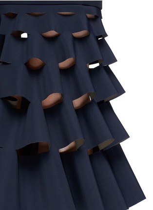 Detail View - Click To Enlarge - DION LEE - 'Slash' cutout fishtail hem bonded jersey skirt